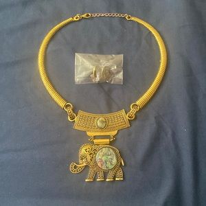 Elephant necklace and earrings